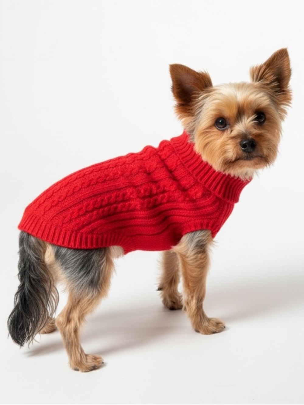 Cozy Red Cable-Knit Dog Sweater Toy Brred